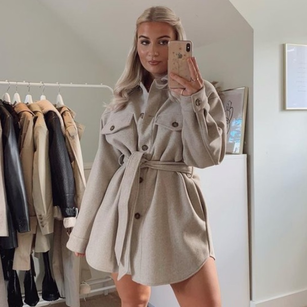 Zara belted oversized over shirt shacket